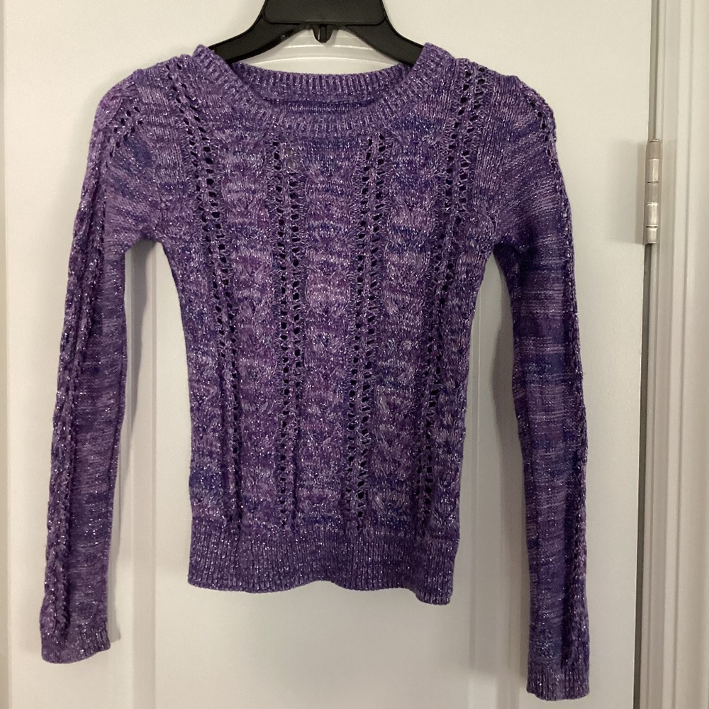 Justice Girl Purple Knit Sweater Size 8 Sparkle